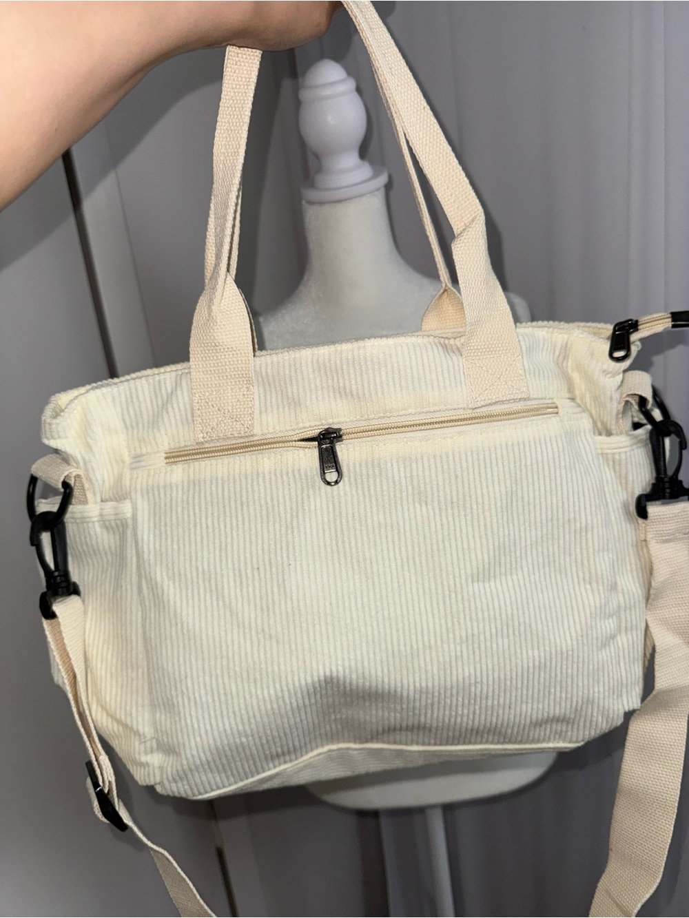 Brand new beige corduroy bag